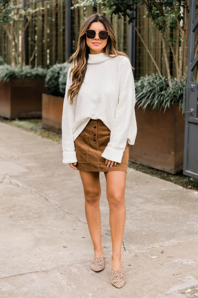 Play Your Part Mock Neck Chenille Cream Sweater | The Pink Lily Boutique