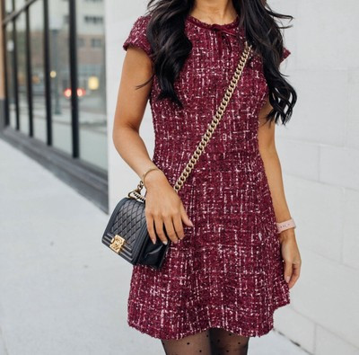 Gal Meets Glam Nell Bouclé Dreams 12 Mini Tweed Fit & Flare Dress Rare | eBay US