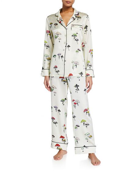 Olivia Von Halle Lila Ingrid Printed Silk Pajama Set | Neiman Marcus