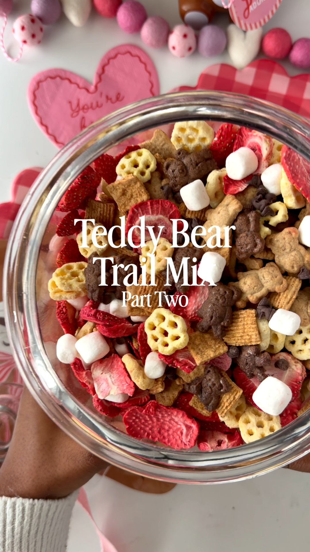 This teddy bear trail mix is so fun and you can literally do any variation your heart desires. Its an easy festive treat the kids look forward to—and I put it our right beside snack cups in our #OccasionsBin

Recipe:
- 3 cups of chocolate Teddy grahams
-3 cups of honey Teddy grahams
-2 cups honeycomb cereal
-2 cups of Golden Grahams
-1 cup dried strawberries
-1 cup of marshmallows 
-1 cup of chocolate chips

#LTKValentine #LTKfoodie #LTKmomlife