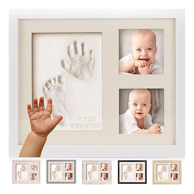 Bubzi Co Baby Hand & Footprint Kit, Clay Handprint Keepsake Frame, Newborn Nursery Picture Frames... | Amazon (US)