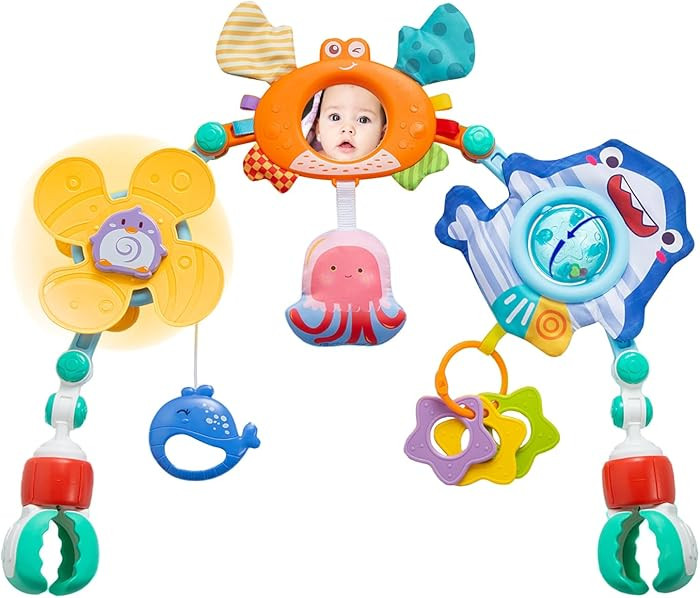 Adjustable Baby Stroller Arch Toy, Car Seat Toys for Infants 6-12 Months Bassinet Hanging Toy Bar... | Amazon (US)