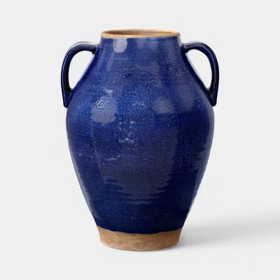 Large Tuscan Ceramic Handled Vase Blue - Threshold™ | Target