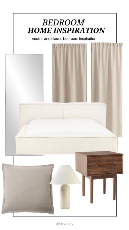Neutral home inspiration for bedroom 

Bedframe, white bed, beige curtains, beige linen curtains, standing mirror, large mirror, marble lamp, beige lamp, wooden nightstand

#LTKeurope #LTKFind #LTKhome