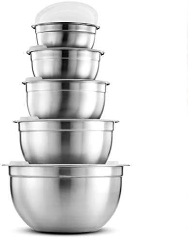 Premium Stainless-Steel Mixing Bowls with Airtight Lids (Set of 5) Nesting Bowls for Space-Saving St | Amazon (US)