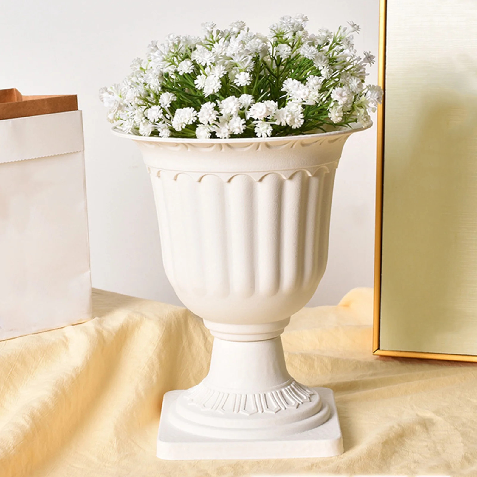 Vsontor Classic Urn Planter Plastic Urn Planters - Round Classic Resin Flower Pots Pure White Tra... | Walmart (US)