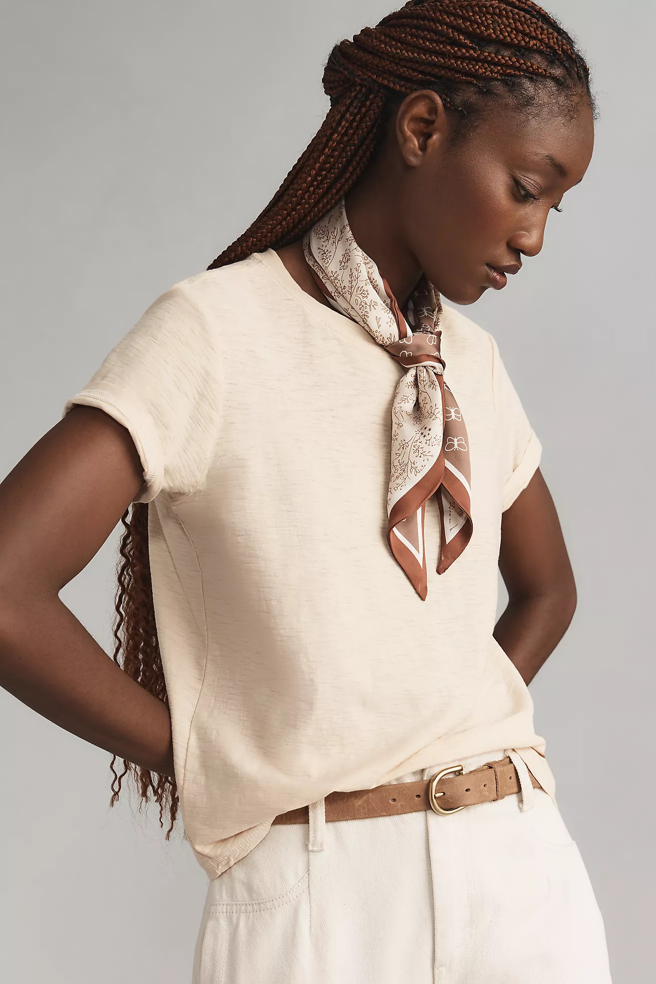 The Bennie Slim Crewneck Cotton-Slub Tee by Pilcro | Anthropologie (US)