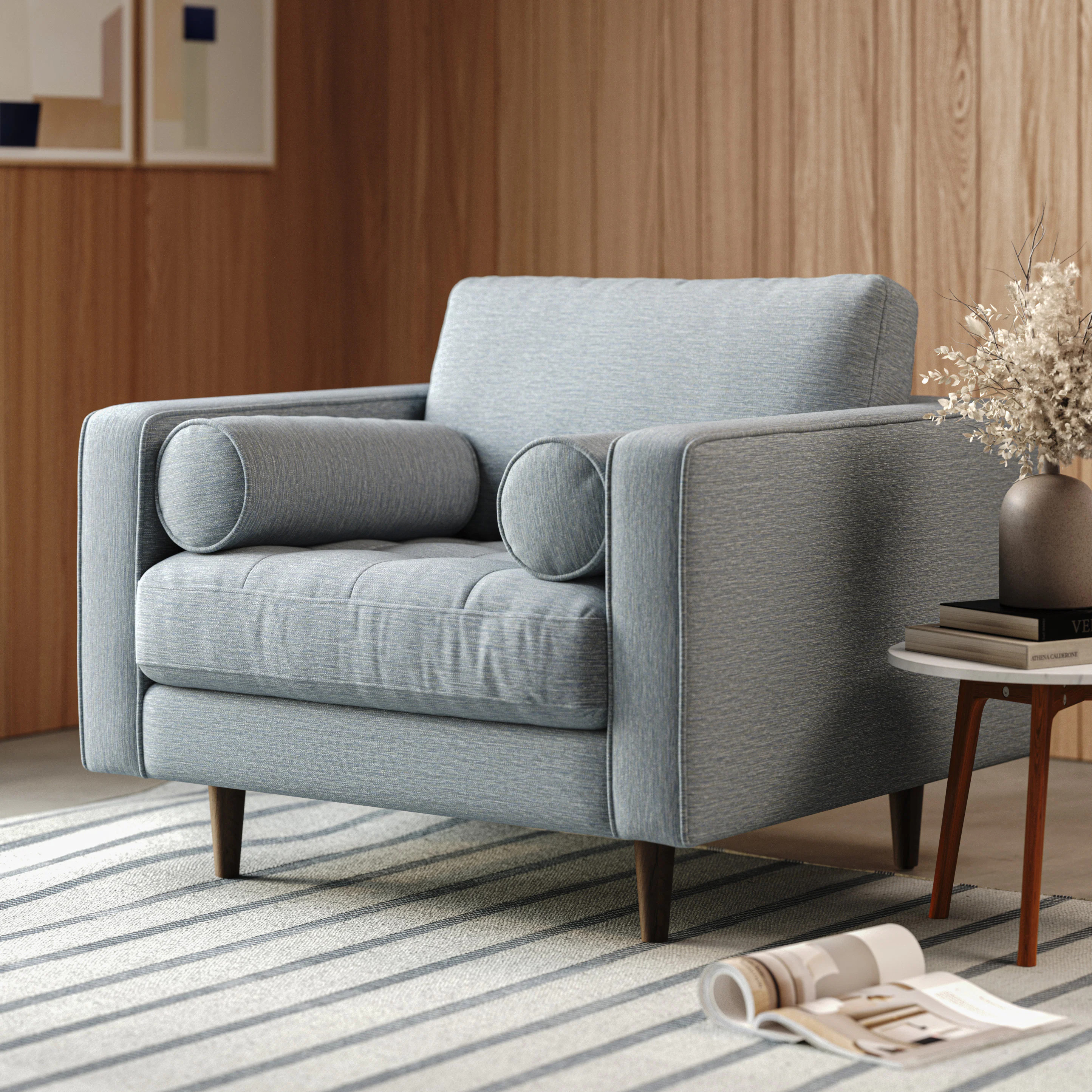 Sven 42" Tufted Lounge Chair - Silver Light Blue | Article