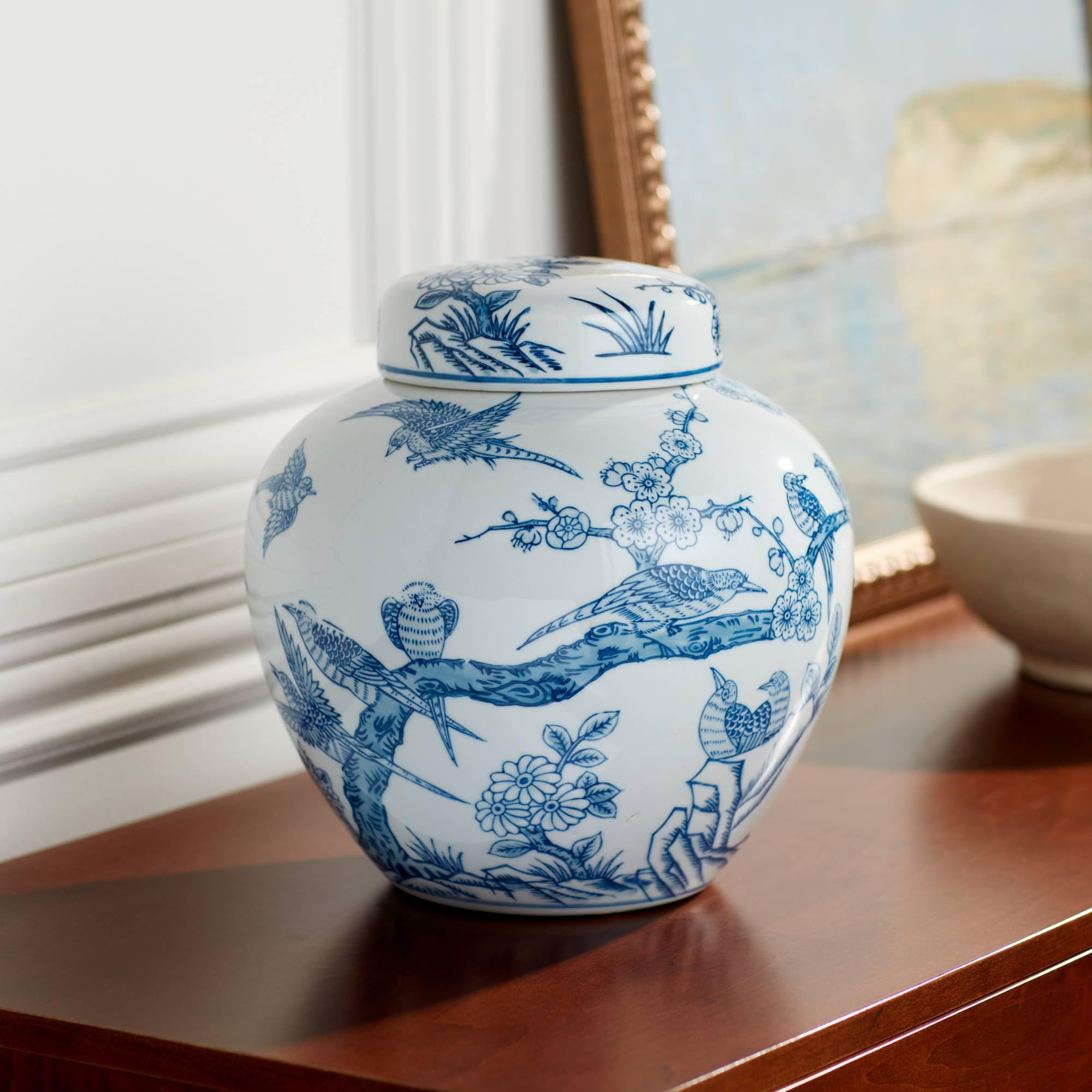 Heather 9 1/2" High Blue and White Ceramic Ginger Jar with Lid - Dahlia Studios | Amazon (US)