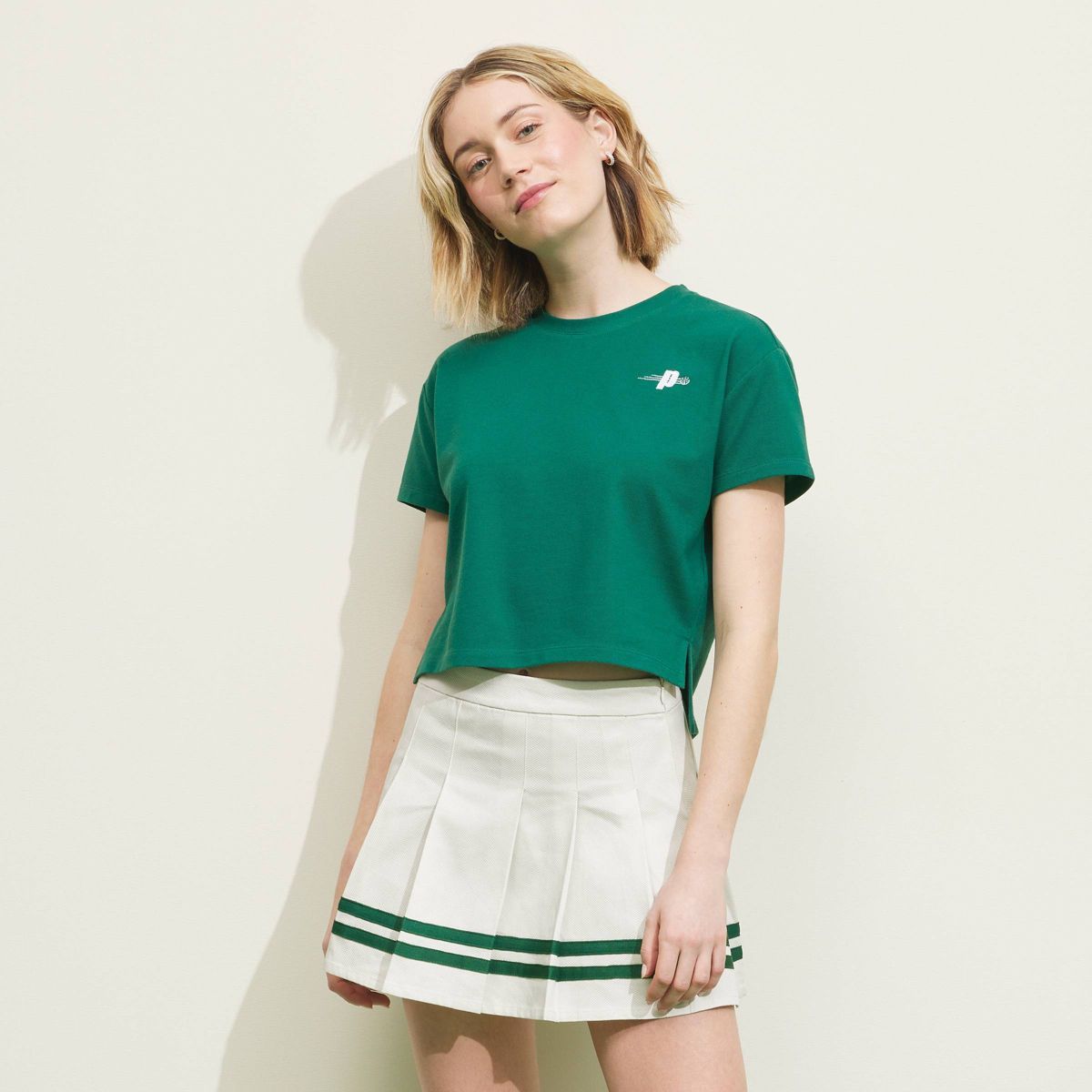 Prince Pickleball Women's Short Sleeve Cropped T-Shirt - Green XS | Target