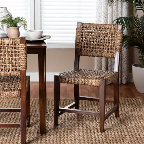 Bali & pari Alise Seagrass and Mahogany Wood Chair, Dining Height, Earthy Brown | Amazon (US)