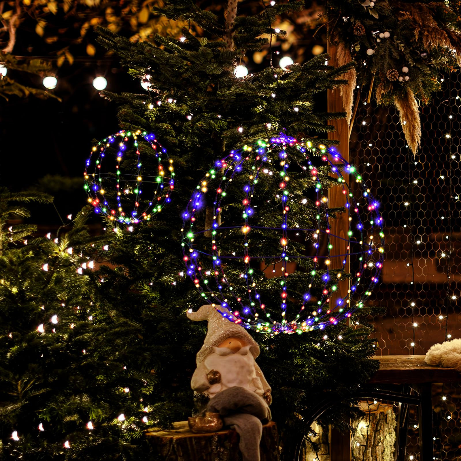 SOARS 2er Set Weihnachtsbeleuchtung außen & innen, Hängende Kugel Lichter mit 440 LED-Lichtern,... | Amazon (DE)