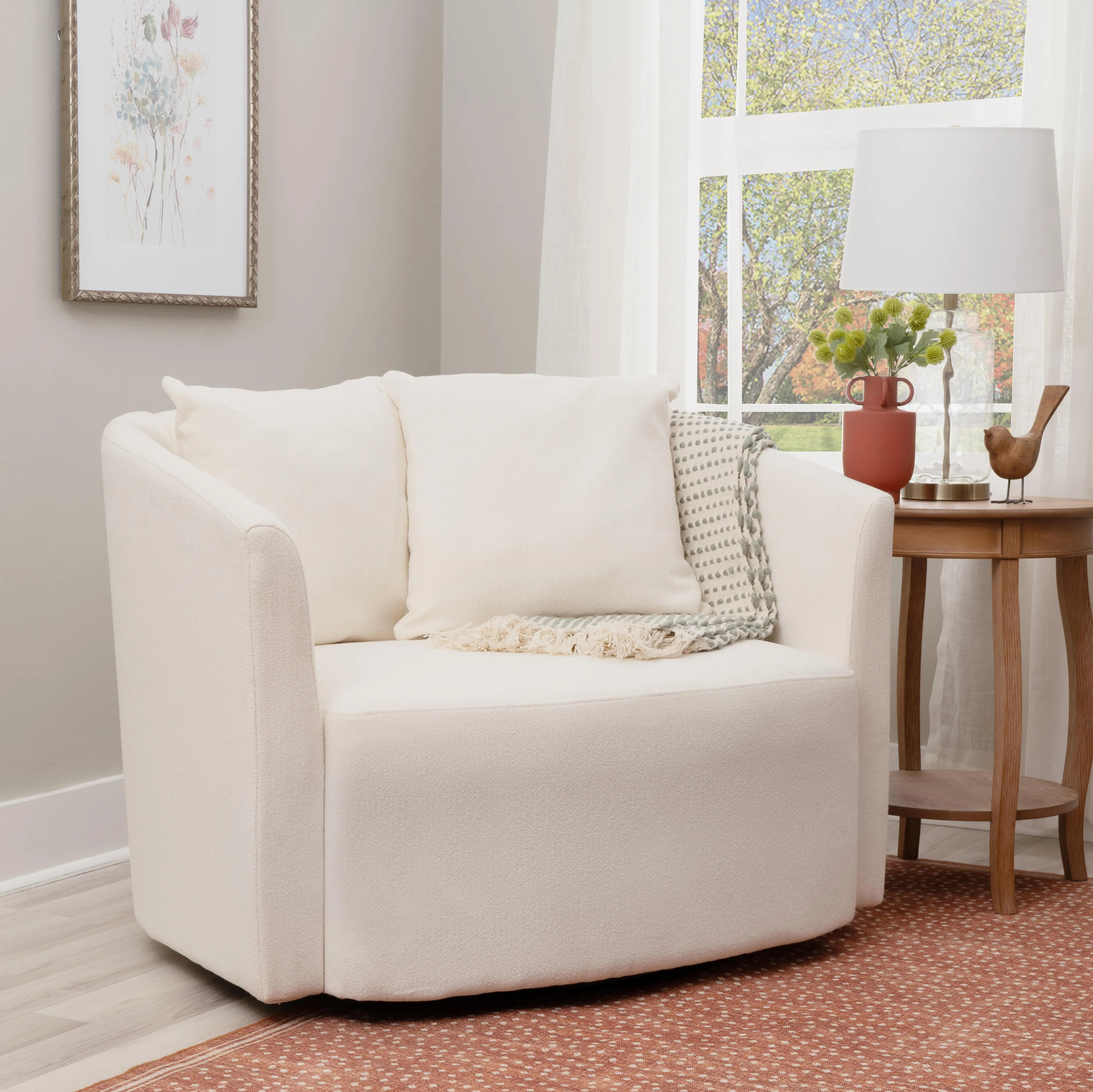 Linon Swivel Accent Chair, White | Ashley Homestore