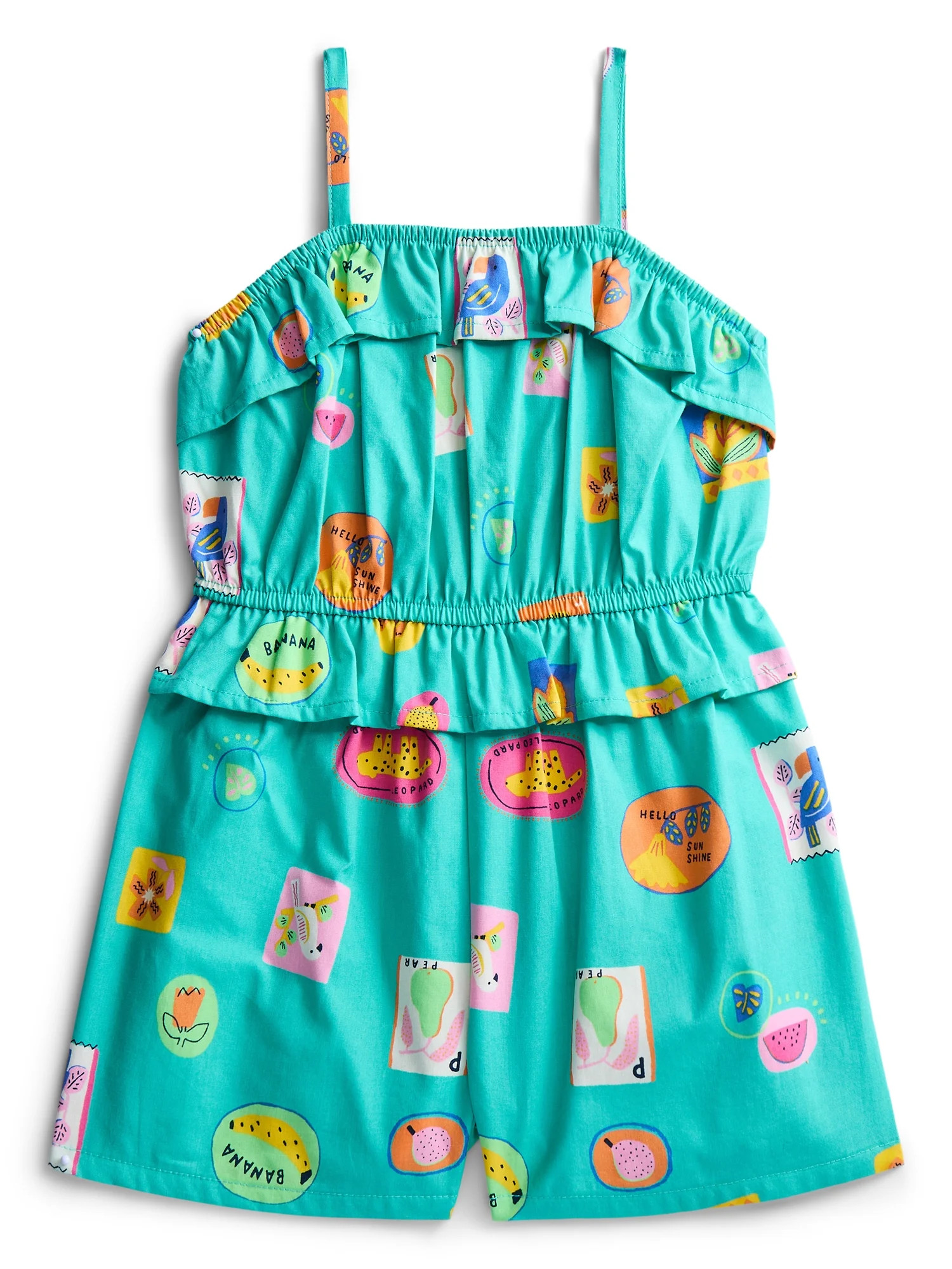 Wonder Nation Toddler Girls Printed Fashion Romper, Sizes 12M-5T | Walmart (US)