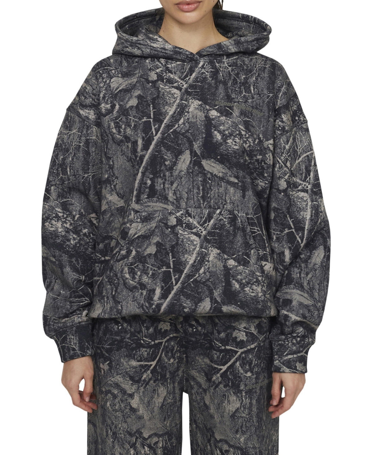 Good For Nothing Women's Woodland Camo Relaxed Hoodie - Black/Grey | Macy's