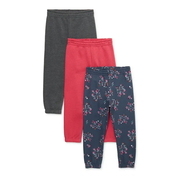 Garanimals Toddler Girl Fleece Joggers, 3-Pack, Sizes 2T-5T - Walmart.com | Walmart (US)