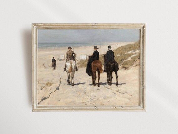 Equestrian Art Print | Vintage Painting | Antique Art | Coastal Print | 19th Century Oil Painting... | Etsy (US)