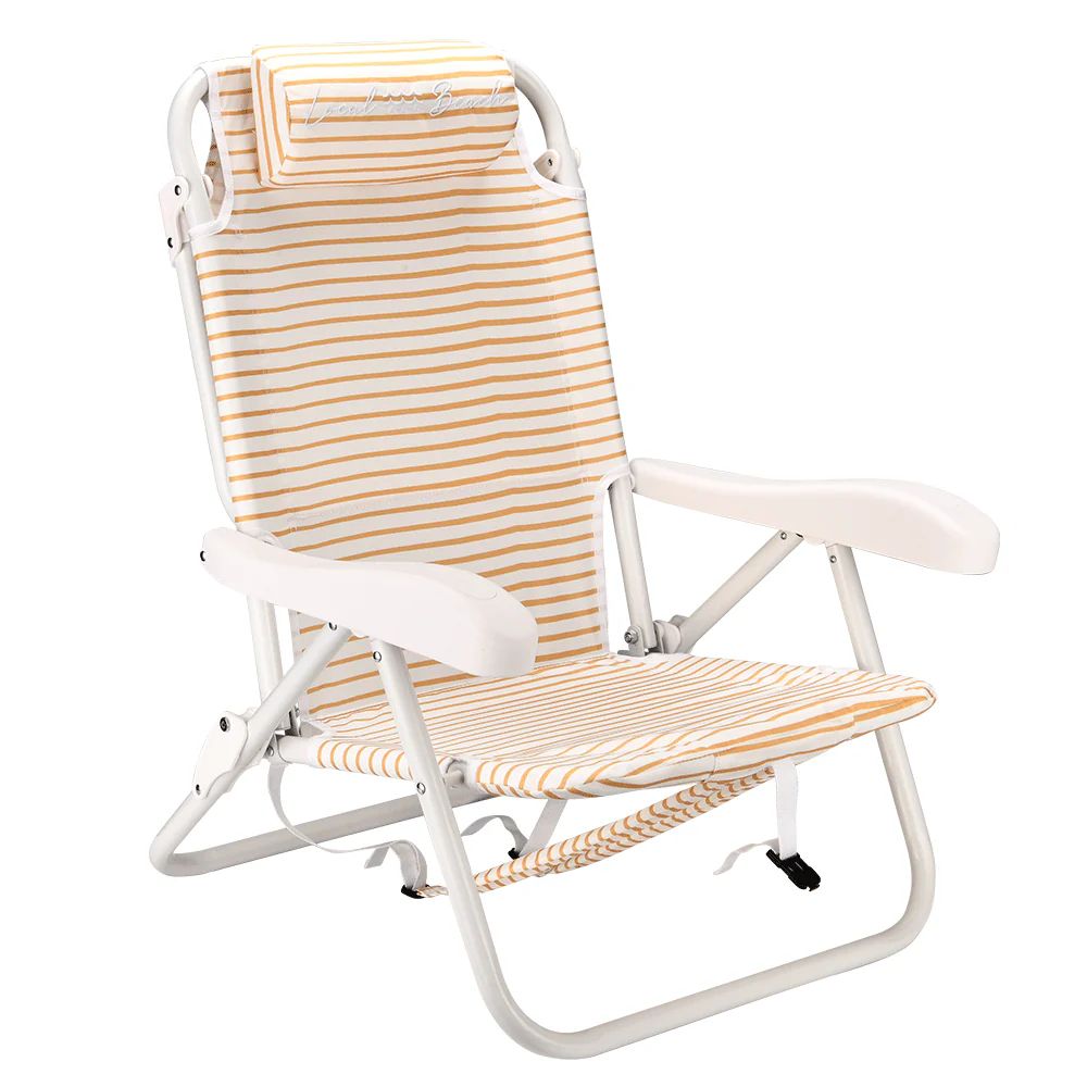 Brush Stripe Backpack Reclining Beach Chair Golden | Local Beach