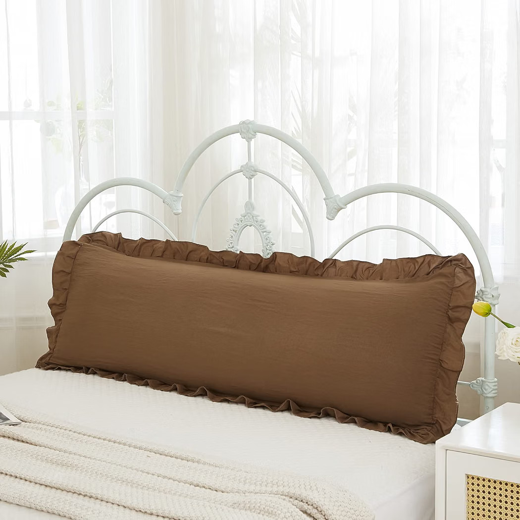 Brown Body Pillow Cover 20x54inches Long Pillowcase Ruffled Pillowcases Shabby Chic Ruffled Fring... | Amazon (US)