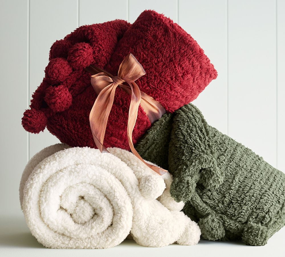 Cozy Pom Pom Sherpa Throw | Pottery Barn (US)