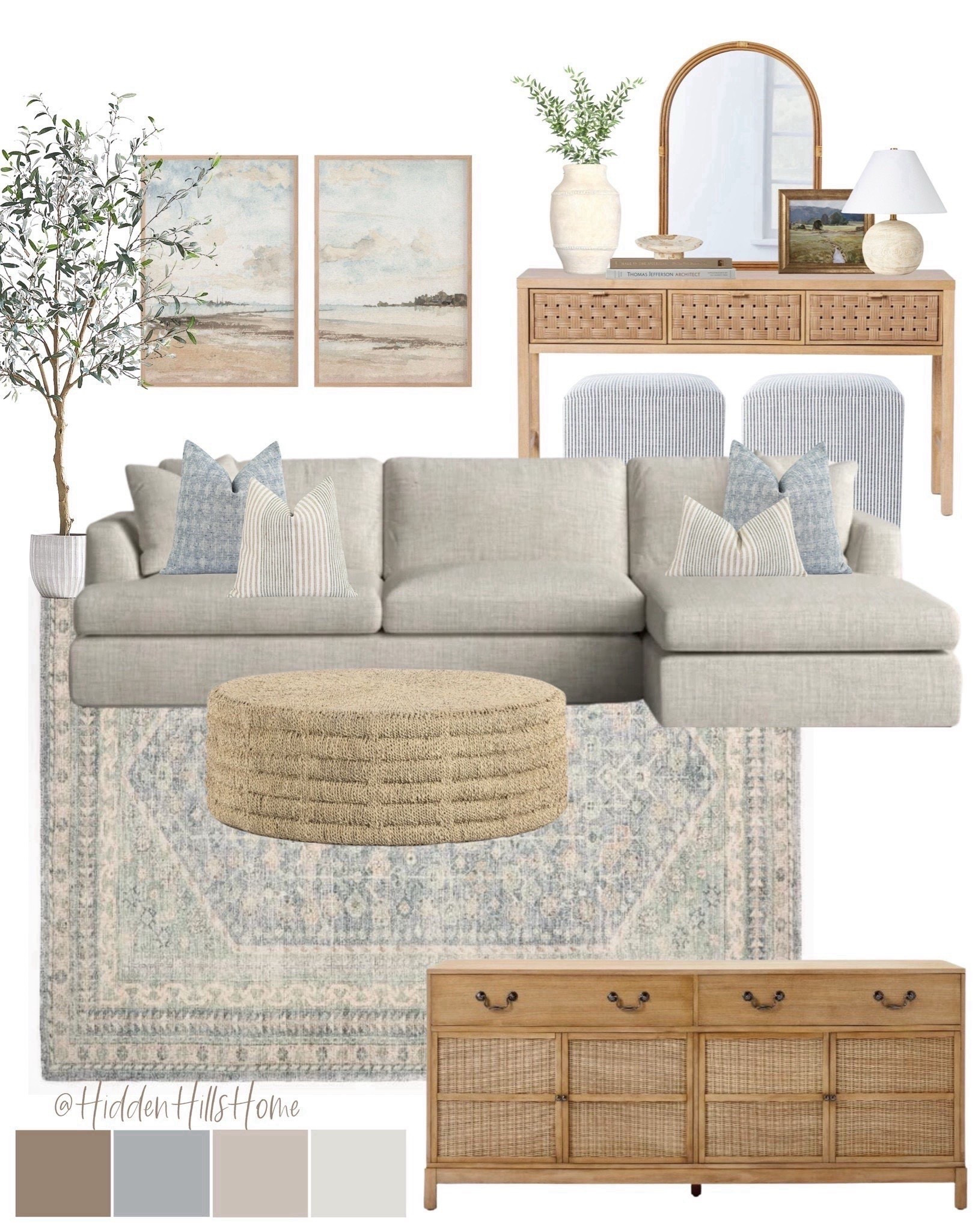Living room decor ideas, coastal living room, sectional sofa, home decor mood board, coffee table #livingroom

#LTKHome #LTKSaleAlert
