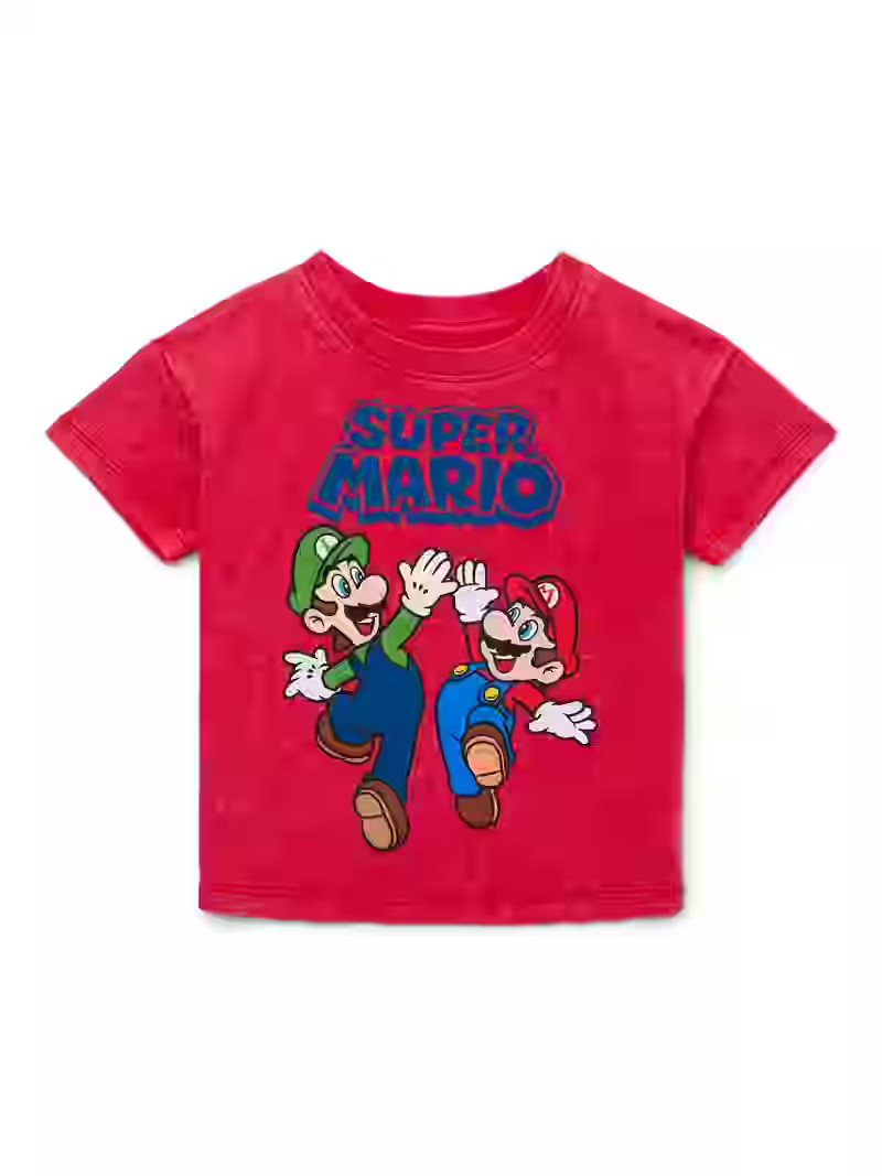 Super Mario Bros. Toddler Short Sleeve Crewneck Tee, Sizes 12M-5T | Walmart (US)