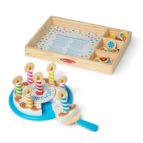 Melissa & Doug Birthday Party Cake - Wooden Play Food with Mix-n-Match Toppings and 7 Candles | Amazon (US)