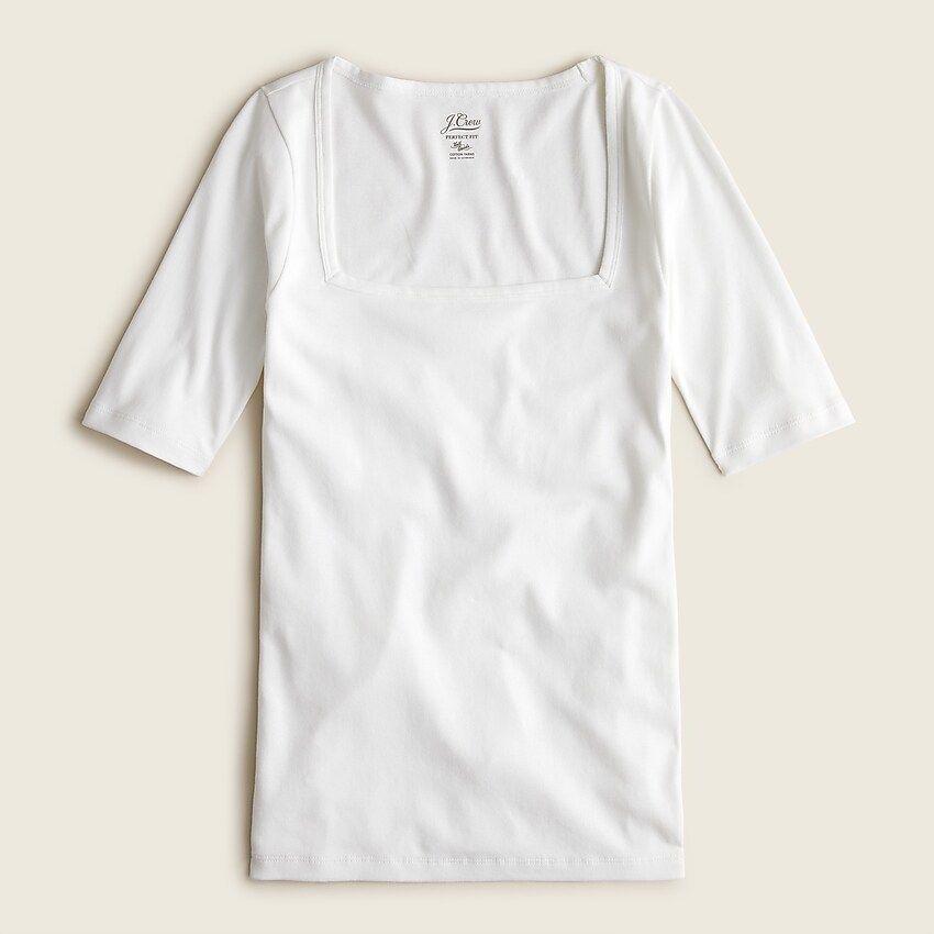 Perfect-fit elbow-sleeve squareneck T-shirt | J.Crew US