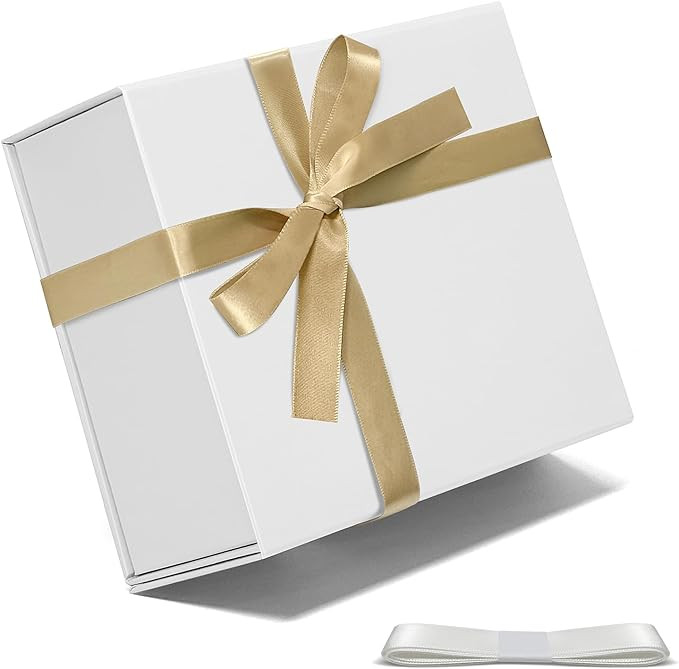 Corsiampoo White Gift Box 7.5x7x3.1 Inches, Gift Boxes with Magnetic Lids and Ribbons for Birthda... | Amazon (US)