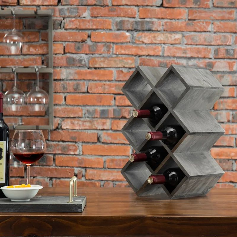 Gunvald Solid Wood Tabletop Wine Bottle Rack in Gray | Wayfair North America