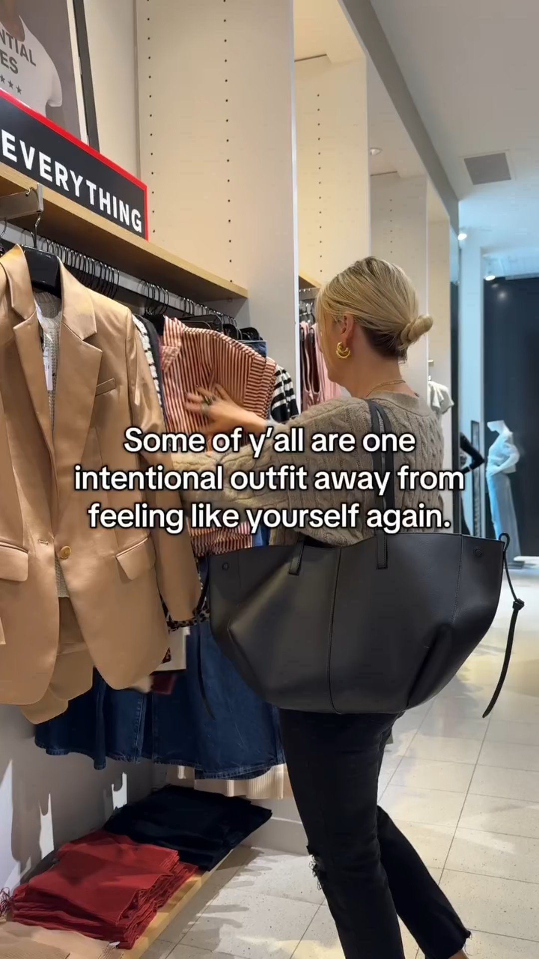 Not a perfect outfit. 
Not a trend-forward one. 
An intentional one. 

The kind of outfit that reflects who you are today, fits your life, and feels like you didn’t have to try too hard to get there. 

When you dress with intention instead of habit, confidence tends to follow — quietly, naturally. 

This is the heart of what we do: helping women build outfits that feel aligned, not forced.