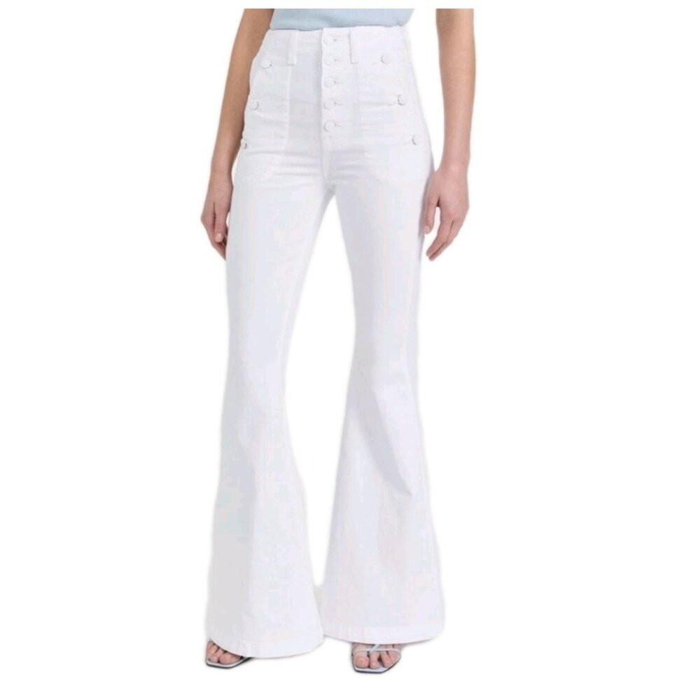 7 For All Mankind Portia Megaflare White Stretch Denim Flare Jeans Womens Sze 28 | Poshmark