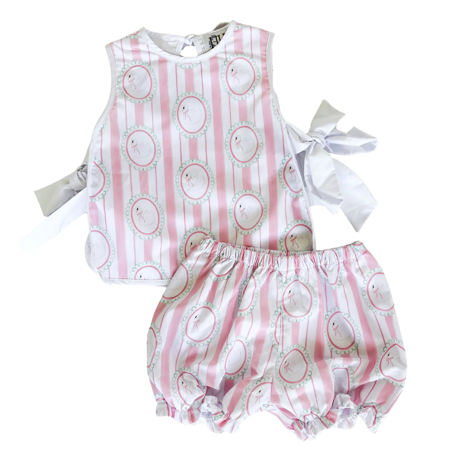 Girls Swan Side Tie Bloomer Set | Hamner Hill