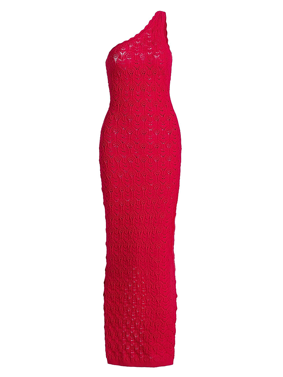 Women's Zelda One-Shoulder Knit Maxi Dress - Fiery Red - Size Small | Saks Fifth Avenue
