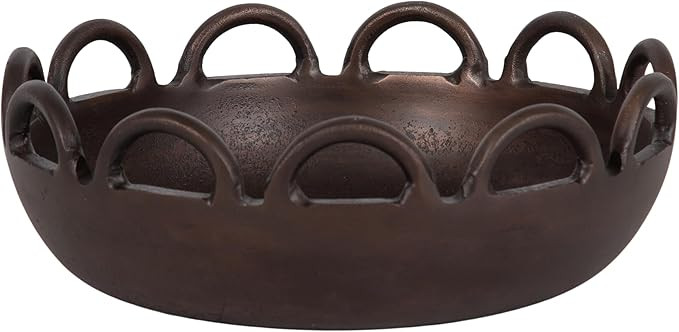 Kate and Laurel Lusila Vintage Metal Food-Safe Bowl, 12 Inch Diameter, Bronze, Classic Scalloped ... | Amazon (US)
