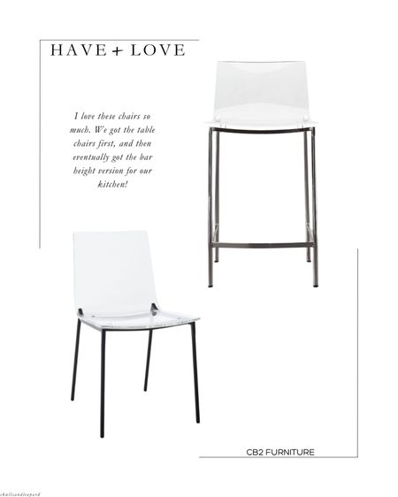 We originally got the table version for our dining room, and eventually got the bar stool version! I love anything acrylic as I feel it flows with pretty much any style / color scheme.

Cb2 , cb2 furniture, chiaro bar stool, chiaro chair, acrylic chairs, acrylic furniture, lucite, home decor, interiors 

#LTKhome #LTKstyletip