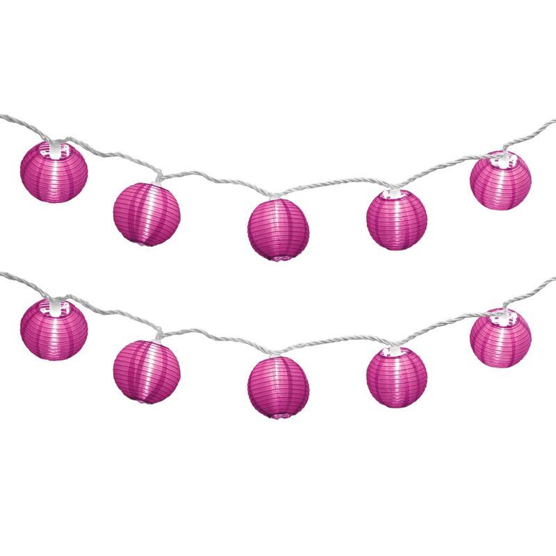 10ct 3" x 5' Fuchsia Electric String Light with Nylon Lanterns | Target