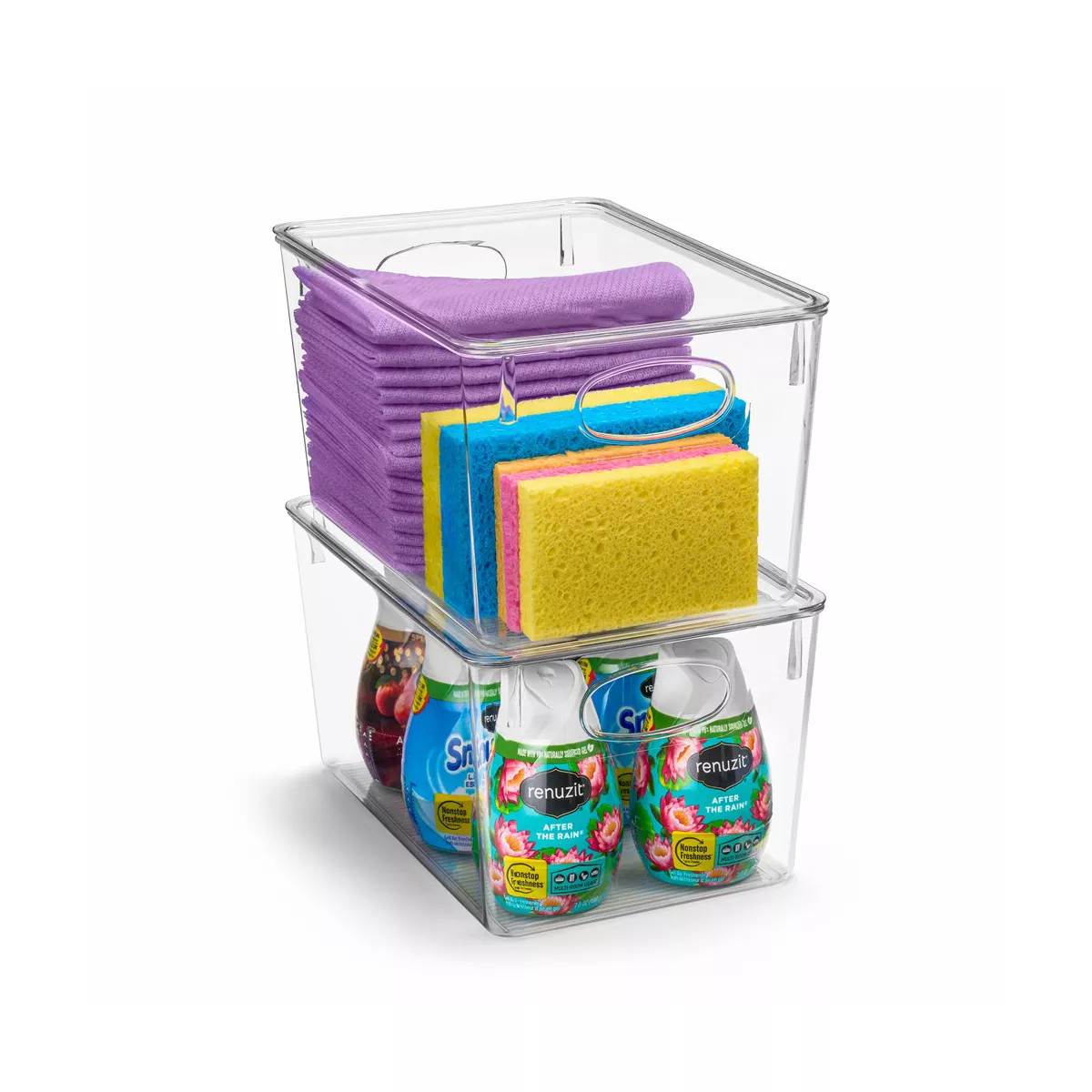 Sorbus 2 Pack Large Clear Plastic Storage Bins with Lids and Handles for Cleaning Supplies - Conq... | Target