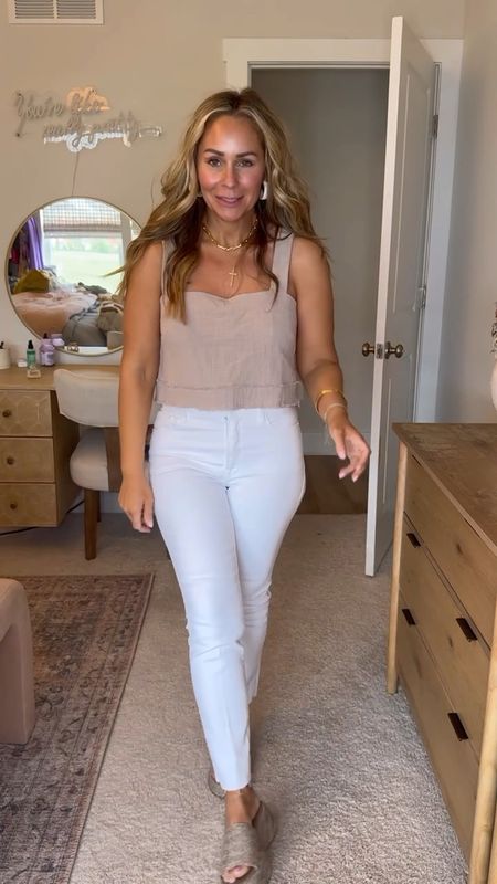 Casual lunch date outfit from Anthropologie! 

Size 6 in denim and a Medium top. Sandals are from Free People! 

Spring outfit | mom approved fashion | summer outfit | petite fashion | white pant season 



#LTKFindsUnder100 #LTKStyleTip #LTKSeasonal