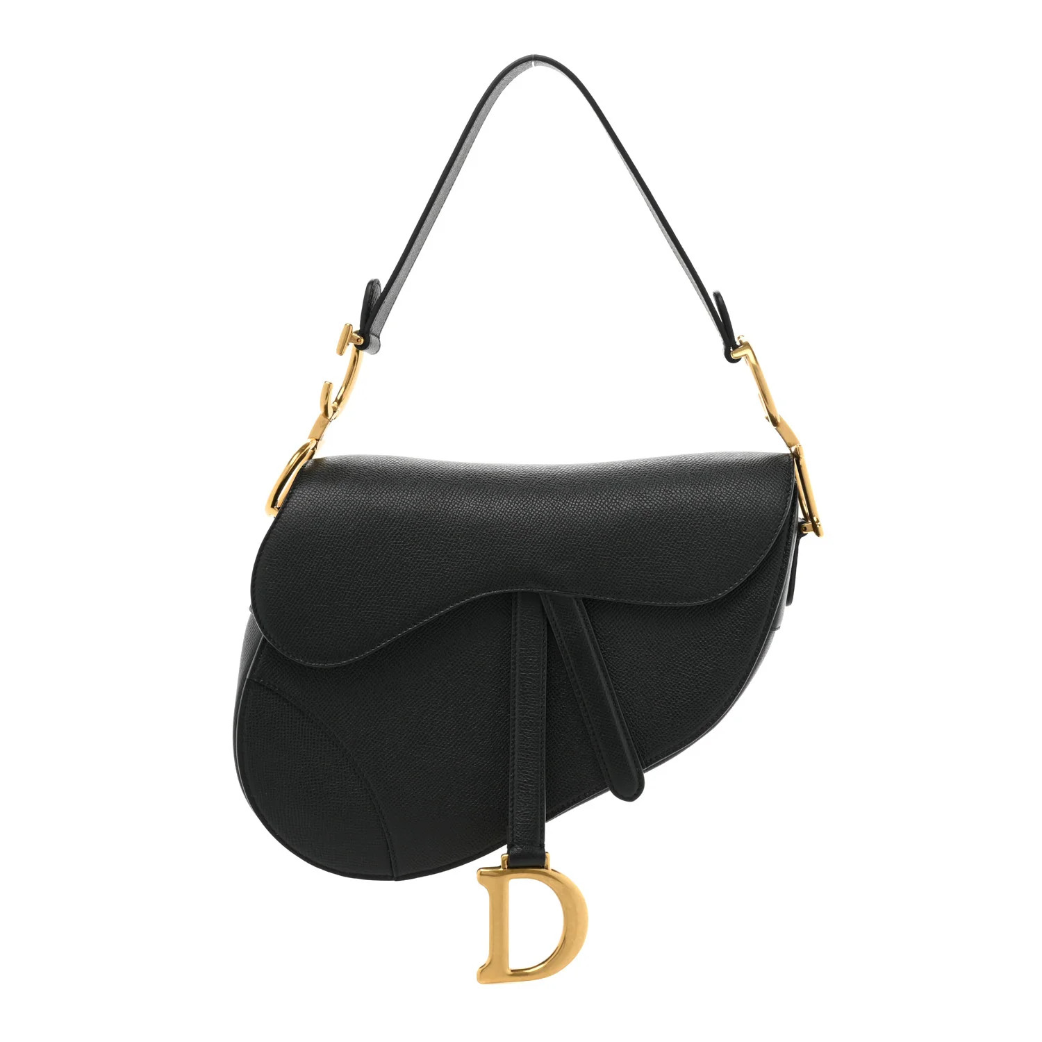 Grained Calfskin Saddle Bag Black | FASHIONPHILE (US)