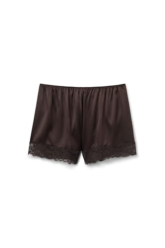 Intimissimi Woman's Lace Trim Silk Shorts in Brown, Size XL | Amazon (US)
