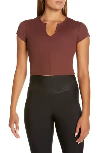 Alo Savvy Short Sleeve Rib Crop Top | Nordstrom