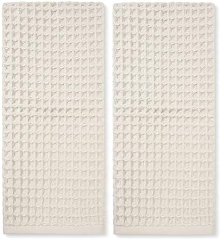 Jacquotha Waffle Hand Towels 2-Piece (Mist White) – Cotton, Quick Dry, Lint Free, 13” x 29” | Amazon (US)