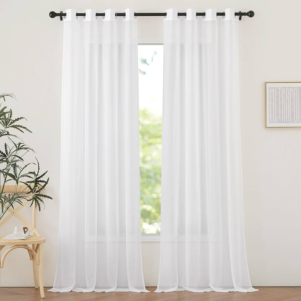 NICETOWN Living Room Sheer Curtains 96 inches Long - Grommet Top Voile Sheer Lightweight Airy & E... | Amazon (US)
