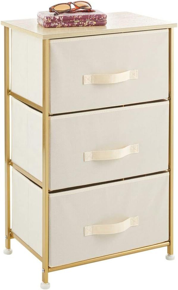 mDesign Bedside Table with 3 Drawers – Chest of Drawers Made of Fabric, Metal and MDF Wood – ... | Amazon (US)