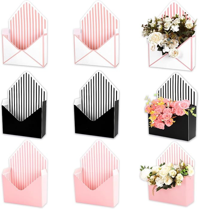 FYSUIMU 6Pcs Mother's Day Floral Envelope Box Empty Flower Stripe Paper Box Florist Bouquet Packa... | Amazon (US)