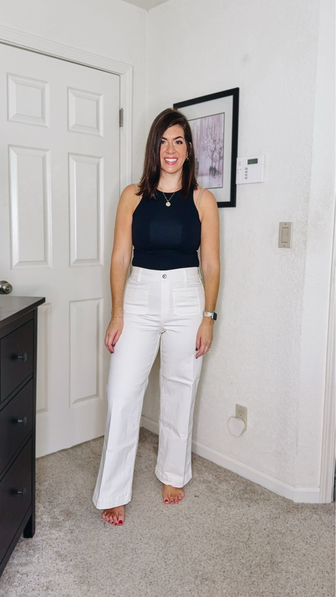 Code extra10
Same wide leg shape in a cropped length. I love the ecru color year round too- pairs so well with the fall tones right now. This also has camouflaging tech in the shaping so nothing will show through! (Guess what color my undies are 😂). I size up one to a large tall in this color but you can stay true to size. 

#LTKSeasonal #LTKSaleAlert #LTKMidsize