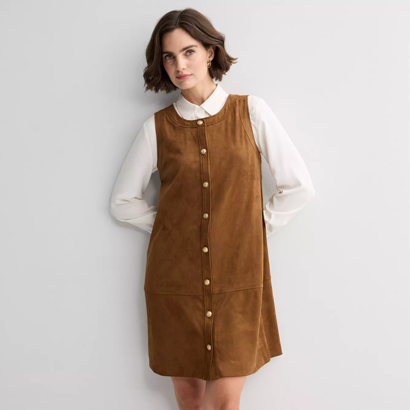 Women's Nine West Button Front Shift Mini Dress | Kohl's