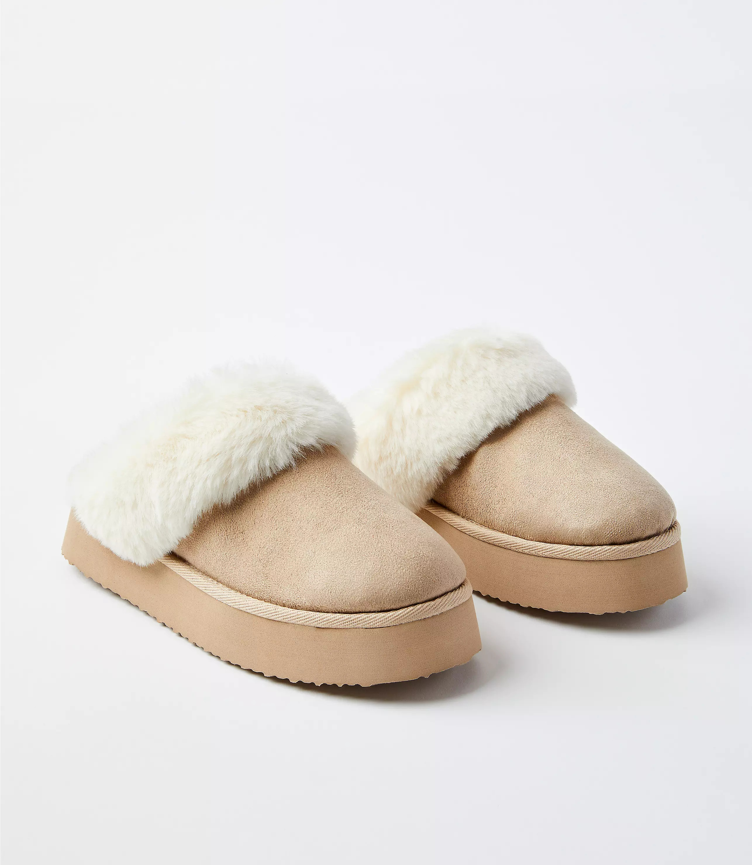 Faux Fur Lined Platform Slippers | LOFT
