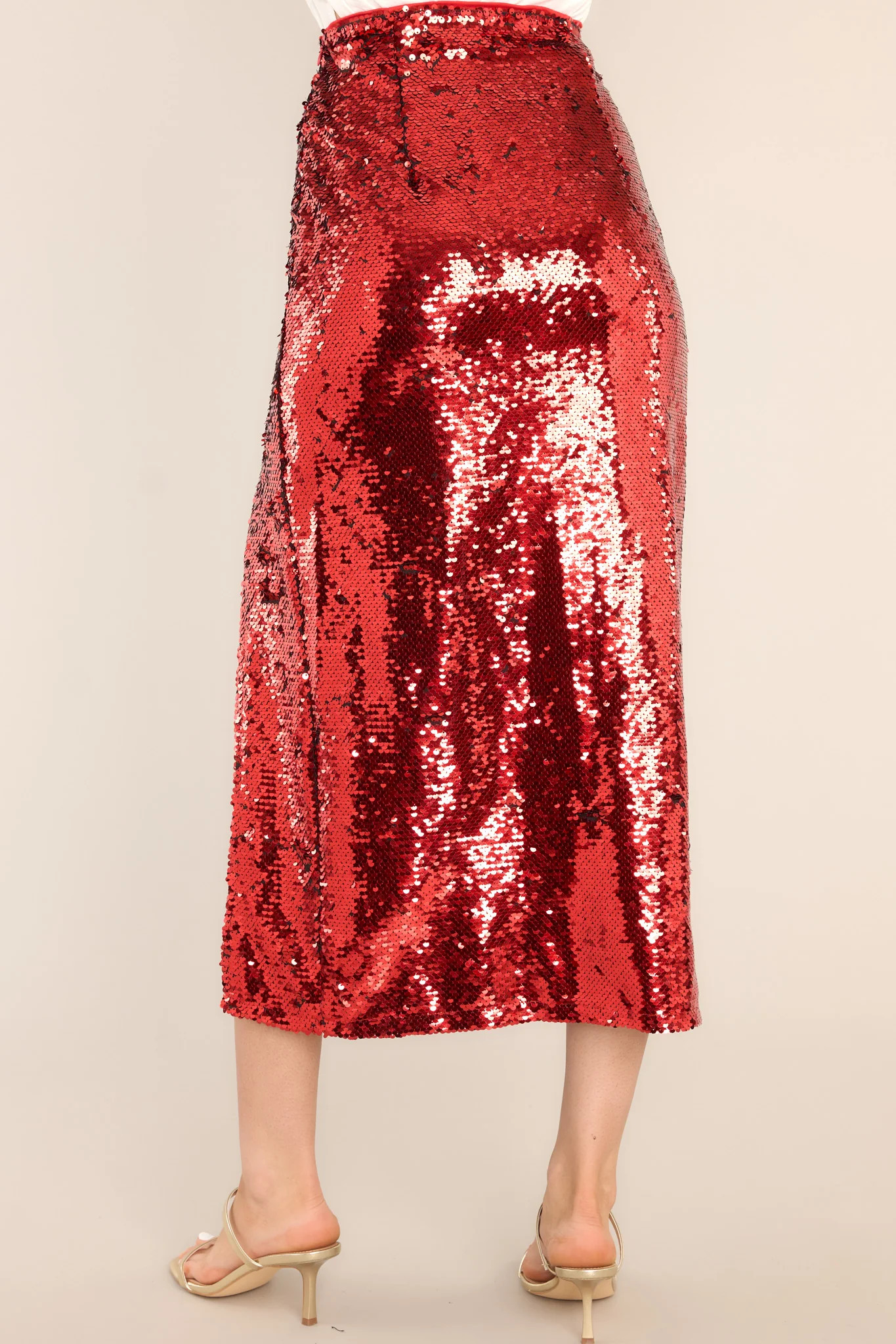 A Part Of It Red Sequin Midi Skirt | Red Dress 